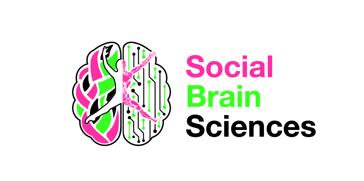 Enlarged view: The logo of the professorship for cognitive and social neuroscience. Shows a brain with a dancer and a robot superimposed.