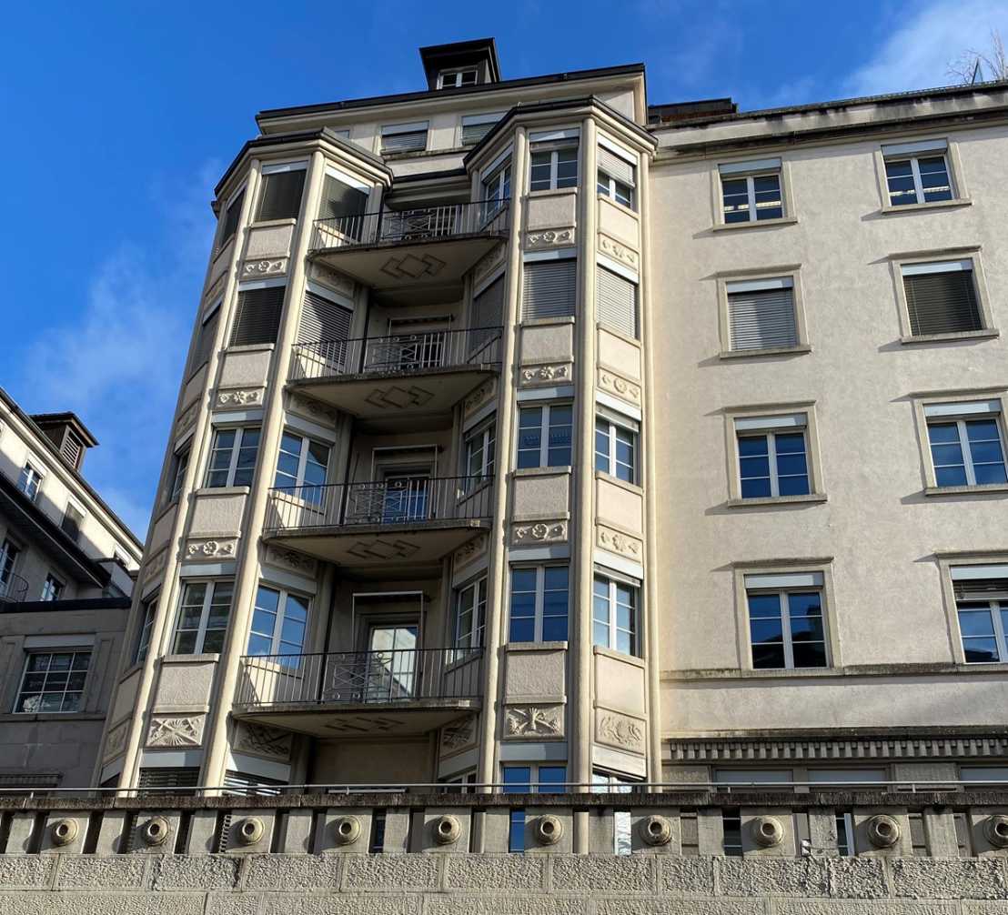 View of our offices on the second floor from the Walchestrasse, which is the back of the house. In the front is the Stampfenbachstrasse.